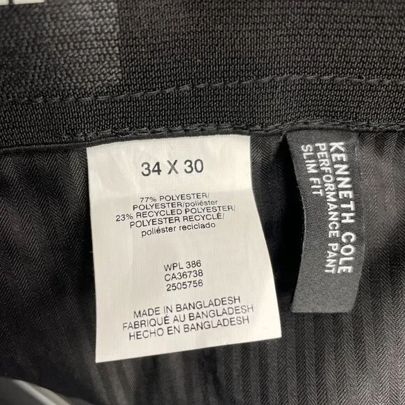 NEW Kenneth Cole Reaction Men's 34x30 Black Slim Fit Performance Pants - Picture 6 of 7